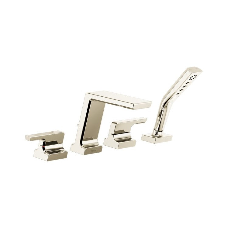 Roman Tub Trim Pivotal with Handshower Lumicoat Polished Nickel WaterSense ADA 8 to 16 Inch Spread 4 Hole for Rough-In R4707 - Image 1