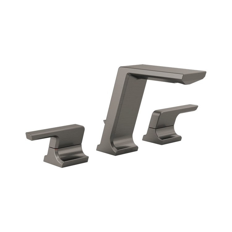 Lavatory Faucet Pivotal Widespread 6 to 16 Inch Spread 2 Lever ADA WaterSense Lumicoat Black Stainless 1.2 Gallons per Minute Deck Rigid Metal Pop-Up 3 Hole - Image 1