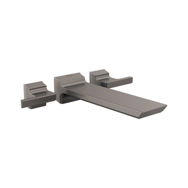 Tub Filler Trim Pivotal Wall Mount 2 Lever Lumicoat Black Stainless ADA 8 Inch Spread - Image 1