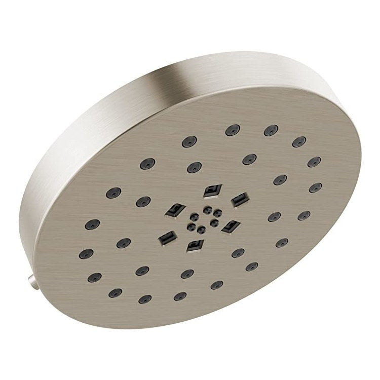 Showerhead Universal Showering Components 4 Functions Lumicoat Stainless 8 Inch 1.75 Gallons per Minute H2Okinetic Round - Image 1