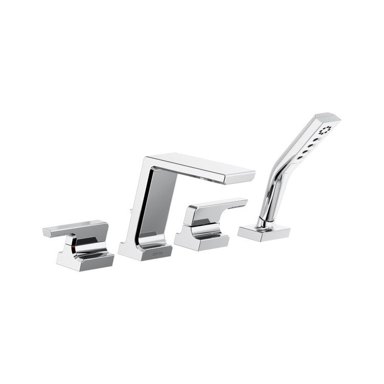 Roman Tub Trim Pivotal with Handshower Lumicoat Chrome WaterSense ADA 8 to 16 Inch Spread 4 Hole for Rough-In R4707 - Image 1