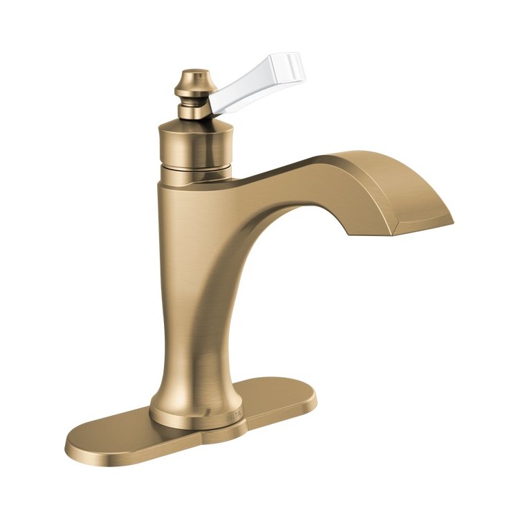 Lavatory Faucet Dorval 1 Lever ADA No-Lead/WaterSense Brilliance Champagne Bronze/Porcelain 1.2 Gallons per Minute Deck Low Arc Metal Pop-Up 1 Hole Diamond Seal Technology - Image 1