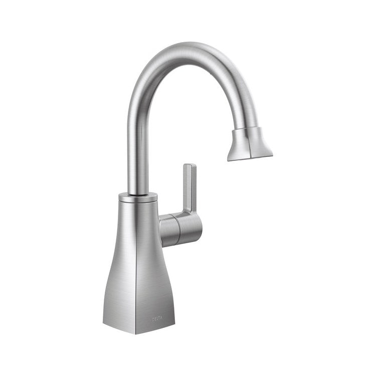 Beverage Faucet Contemporary Square Cold Water Only with Air Gap 1 Lever ADA Arctic Stainless 360 DEG Swivel 1 Hole 1.5 Gallons per Minute - Image 1
