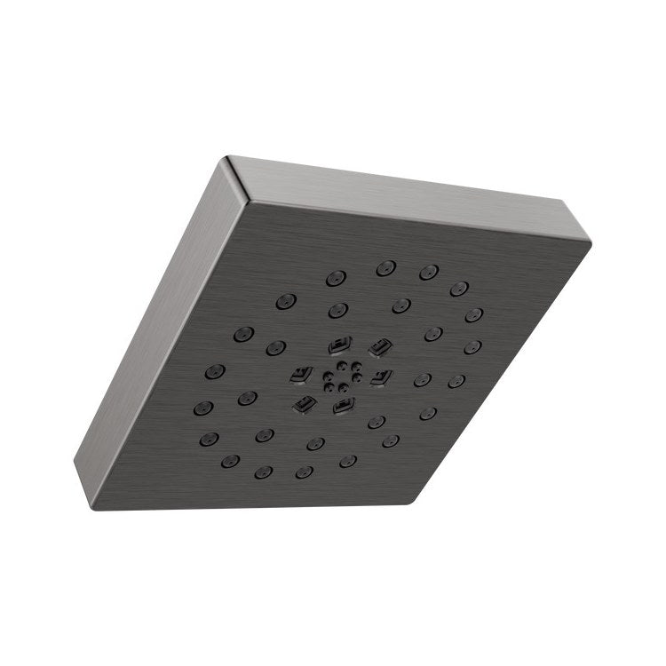Showerhead Universal Showering Components 4 Functions Lumicoat Black Stainless 7-13/16 Inch 1.75 Gallons per Minute H2Okinetic Square