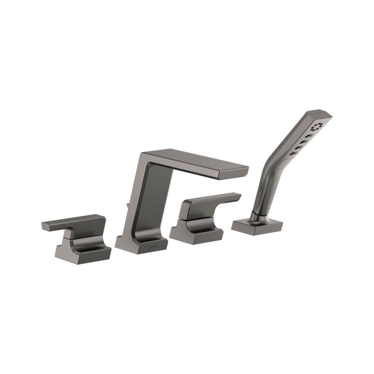 Roman Tub Trim Pivotal with Handshower Lumicoat Black Stainless WaterSense ADA 8 to 16 Inch Spread 4 Hole for Rough-In R4707 - Image 1