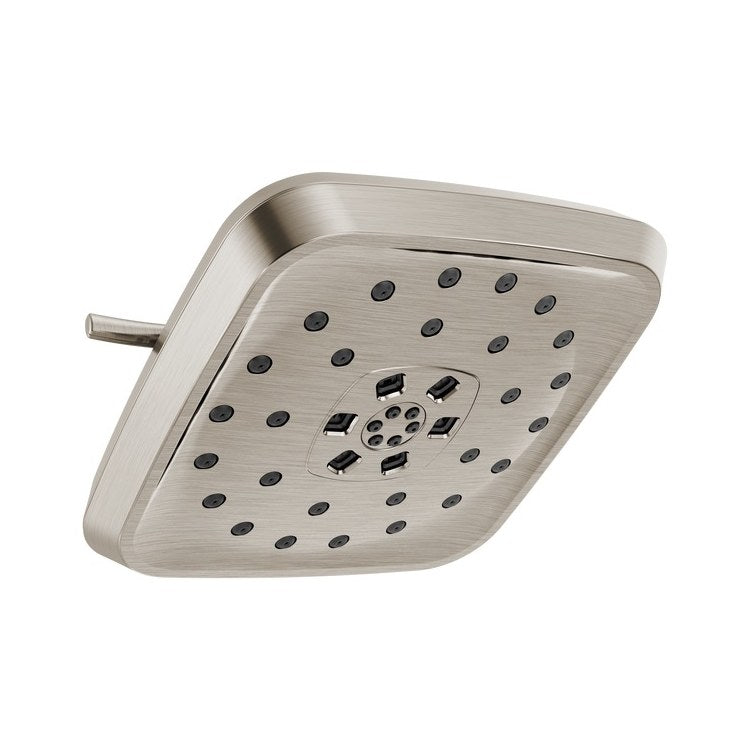 Showerhead Universal Showering Components 4 Functions Lumicoat Stainless 7-11/16 Inch 1.75 Gallons per Minute H2Okinetic Square