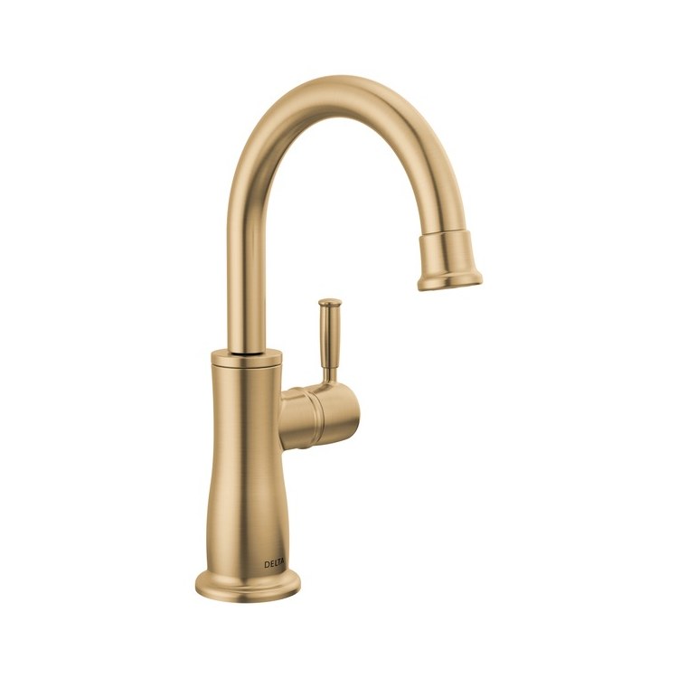 Beverage Faucet Traditional Cold Water Only with Air Gap 1 Lever ADA Champagne Bronze 360 DEG Swivel 1 Hole 1.5 Gallons per Minute - Image 1