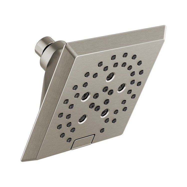 Showerhead Universal Showering Components 5 Functions Raincan Lumicoat Stainless 5-13/16 Inch 1.75 Gallons per Minute H2Okinetic Square - Image 1