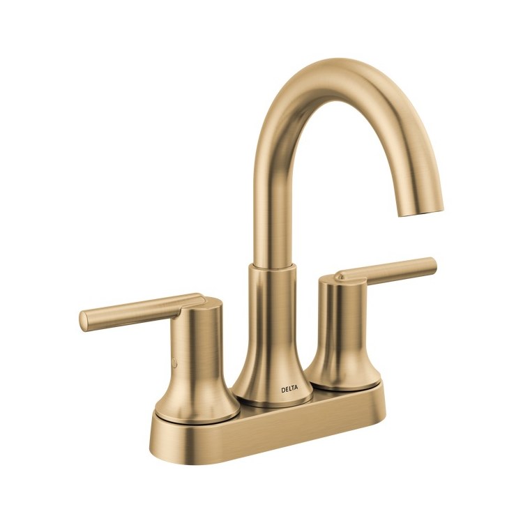 Lavatory Faucet Trinsic Centerset 4 Inch Spread 2 Lever ADA WaterSense/CALGreen Champagne Bronze 1.2 Gallons per Minute Deck High Arc Metal Pop-Up 3 Hole