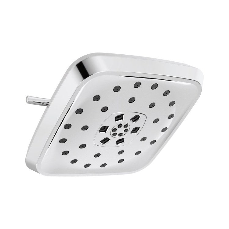 Showerhead Universal Showering Components 4 Functions Lumicoat Chrome 7-11/16 Inch 1.75 Gallons per Minute H2Okinetic Square