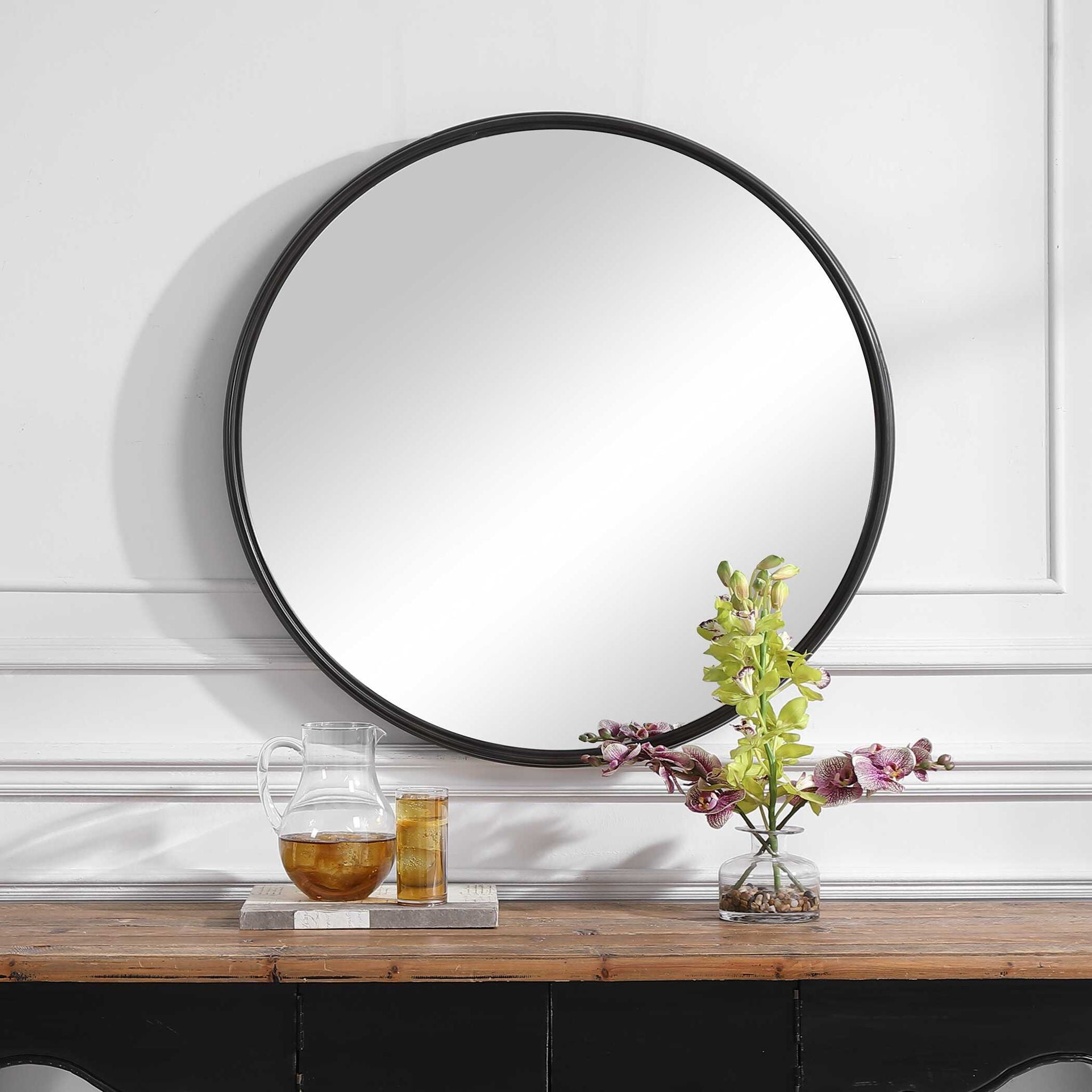 Belham - Round Iron Mirror - Black - Image 2