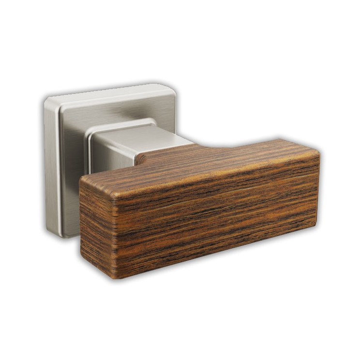 Knob Frank Lloyd Wright Bar for Drawer Brilliance Luxe Nickel/Teak Wood Metal/Wood 1-3/8 Inch 1-1/4 Inch