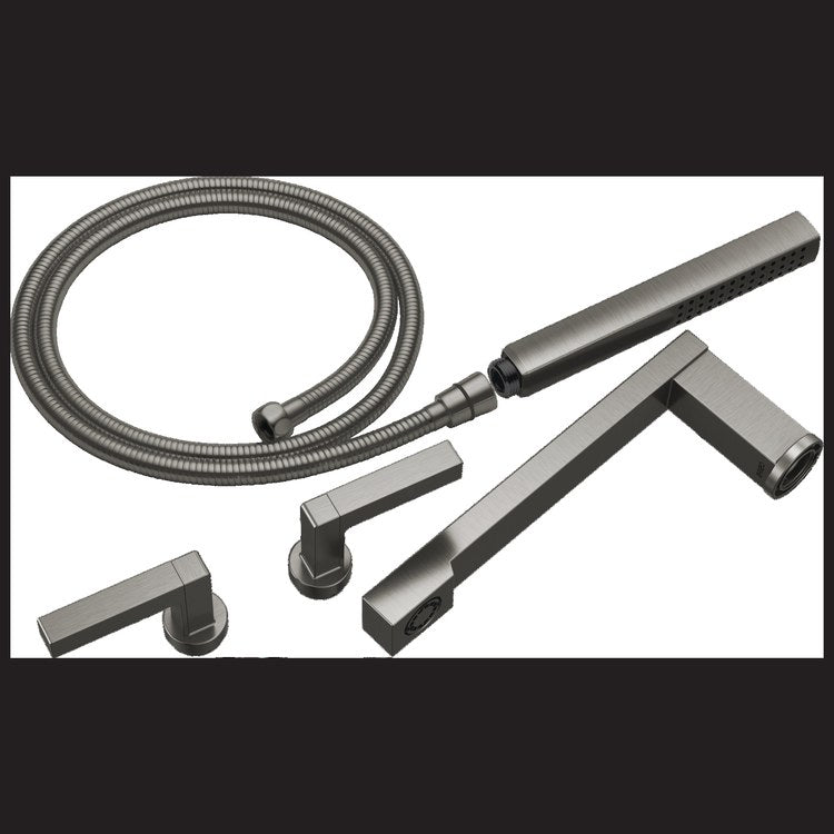 Tub Filler Trim Frank Lloyd Wright Widespread 2 Lever Brilliance Luxe Steel ADA 8 Inch Spread 10.0 Gallons per Minute