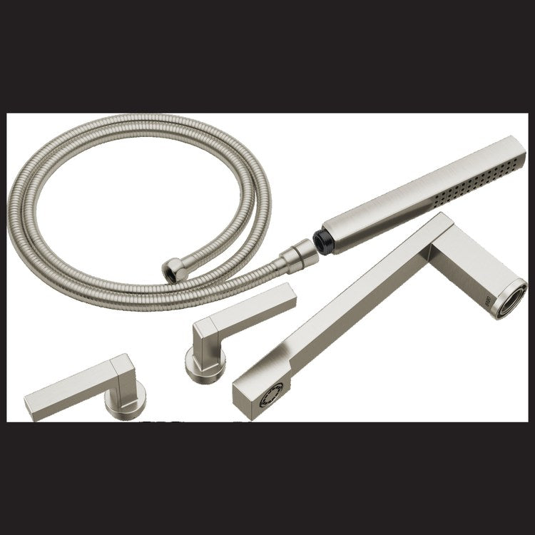 Tub Filler Trim Frank Lloyd Wright Widespread 2 Lever Brilliance Luxe Nickel ADA 8 Inch Spread 10.0 Gallons per Minute