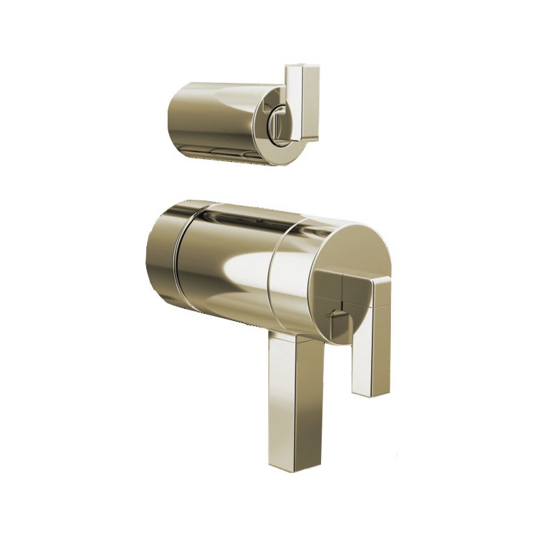 Handle Kit Frank Lloyd Wright Zinc 2 Lever Brilliance Polished Nickel ADA for TempAssure Thermostatic Valve with Integrated Diverter Trim - Image 1