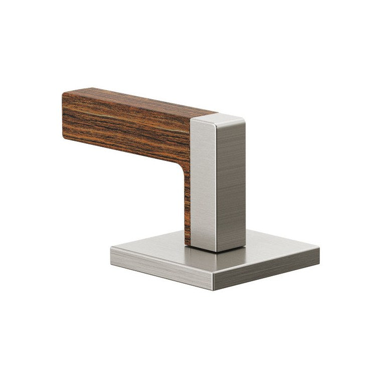 Handle Kit Frank Lloyd Wright Zinc 2 Lever Brilliance Luxe Nickel/Teak Wood ADA for Widespread Lavatory - Image 1