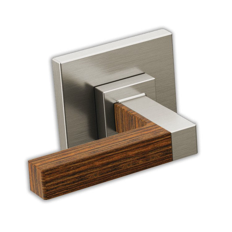 Handle Kit Frank Lloyd Wright Zinc 2 Lever Brilliance Luxe Nickel/Teak Wood ADA for Wall Mount Tub Filler - Image 1