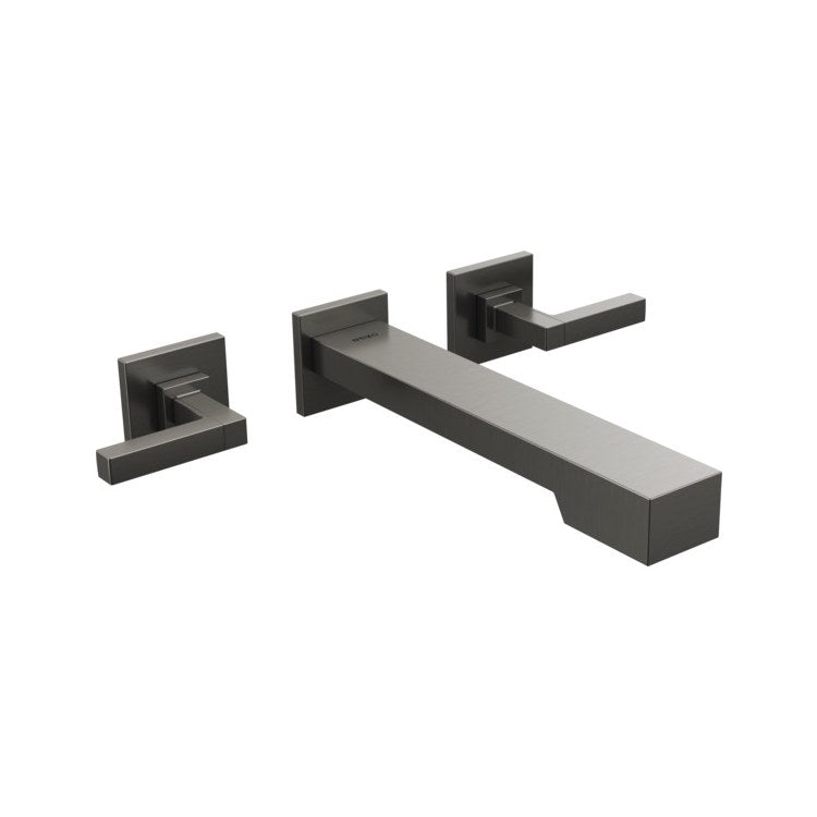 Tub Filler Frank Lloyd Wright Wall Mount 8 Inch Spread 2 Less Handle ADA Brilliance Luxe Steel - Image 1