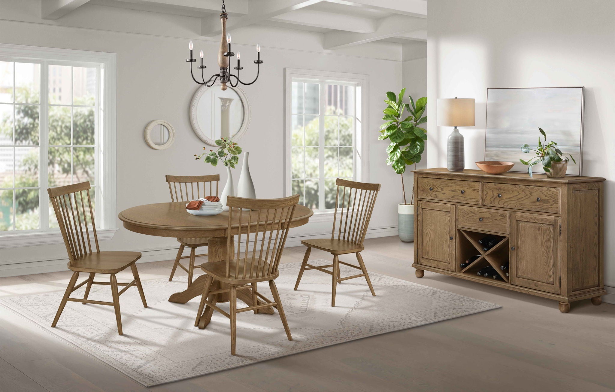 Colonial Oak - Round Pedestal Table - Weathered Chestnut - Image 3
