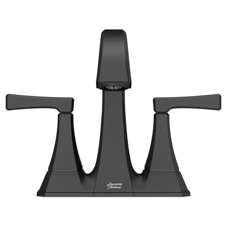 Crawford Two-Handle 4" Centerset Bathroom Sink Faucet with Push-Pop Drain - Matte Black - Image 2