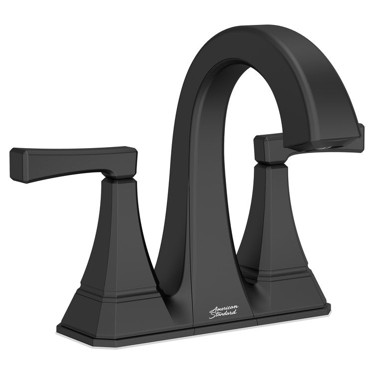 Crawford Two-Handle 4″ Centerset Bathroom Sink Faucet with Push-Pop Drain – Matte Black