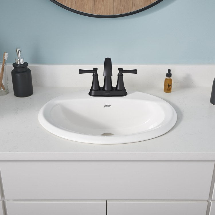 Glenmere Two-Handle 4" Centerset Bathroom Sink Faucet with Push-Pop Drain - Matte Black - Image 3
