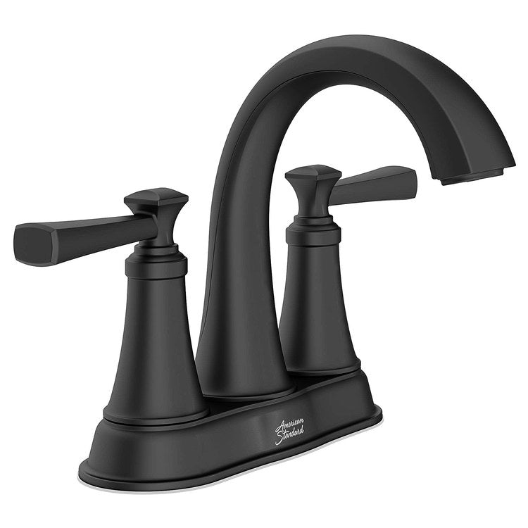 Glenmere Two-Handle 4″ Centerset Bathroom Sink Faucet with Push-Pop Drain – Matte Black