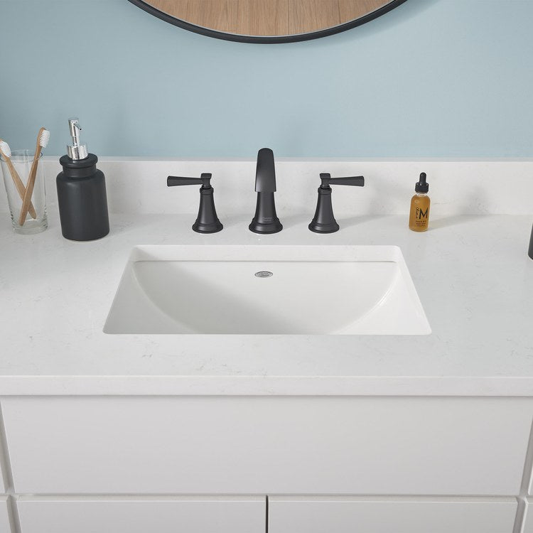 Glenmere Two-Handle 8" Widespread Bathroom Sink Faucet with Pop-Up Drain - Matte Black - Image 3