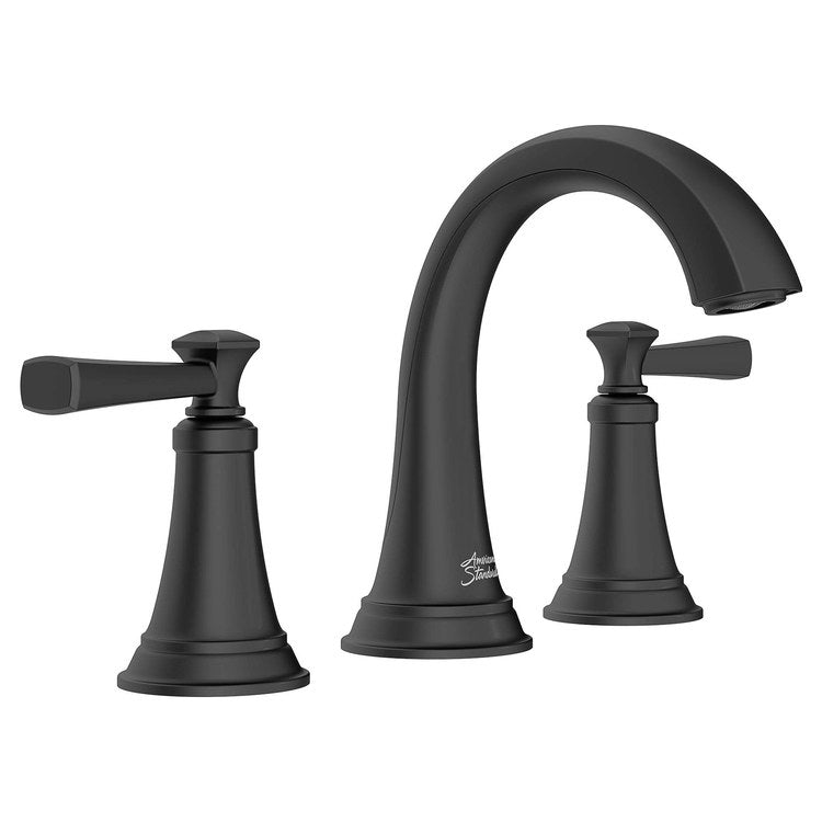 Glenmere Two-Handle 8″ Widespread Bathroom Sink Faucet with Pop-Up Drain – Matte Black