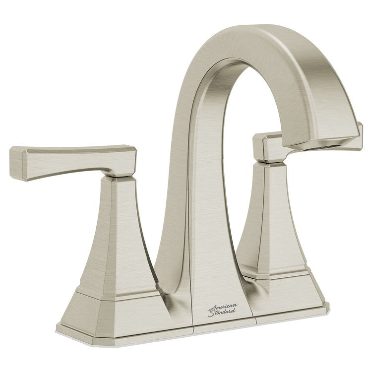 Crawford Two-Handle 4″ Centerset Bathroom Sink Faucet with Push-Pop Drain – Satin Nickel