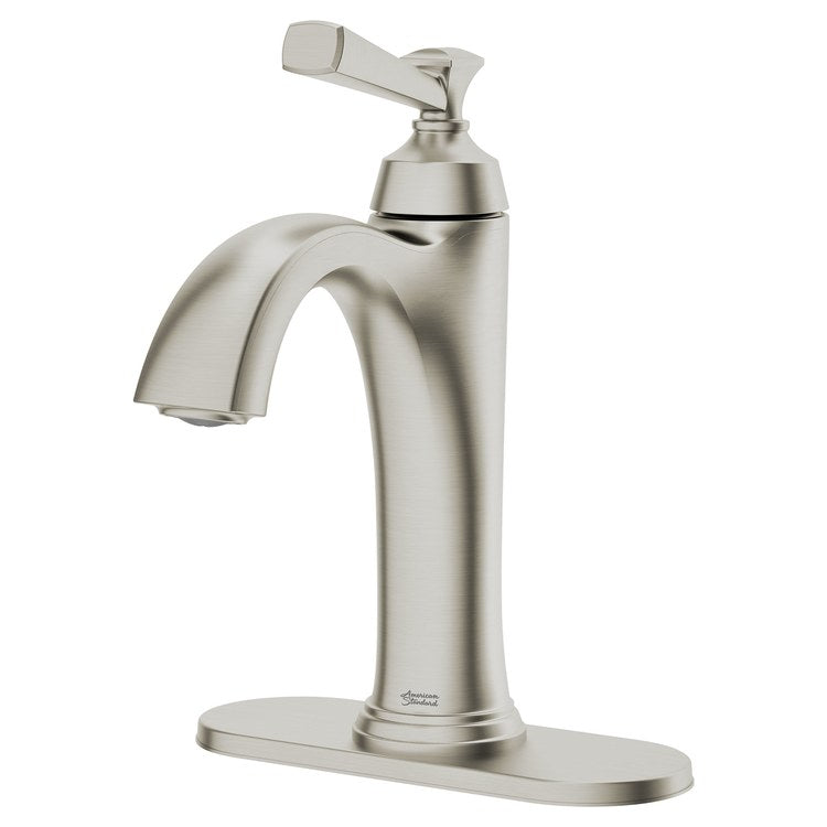 Glenmere Single-Handle Monoblock Bathroom Sink Faucet with Push-Pop Drain – Satin Nickel