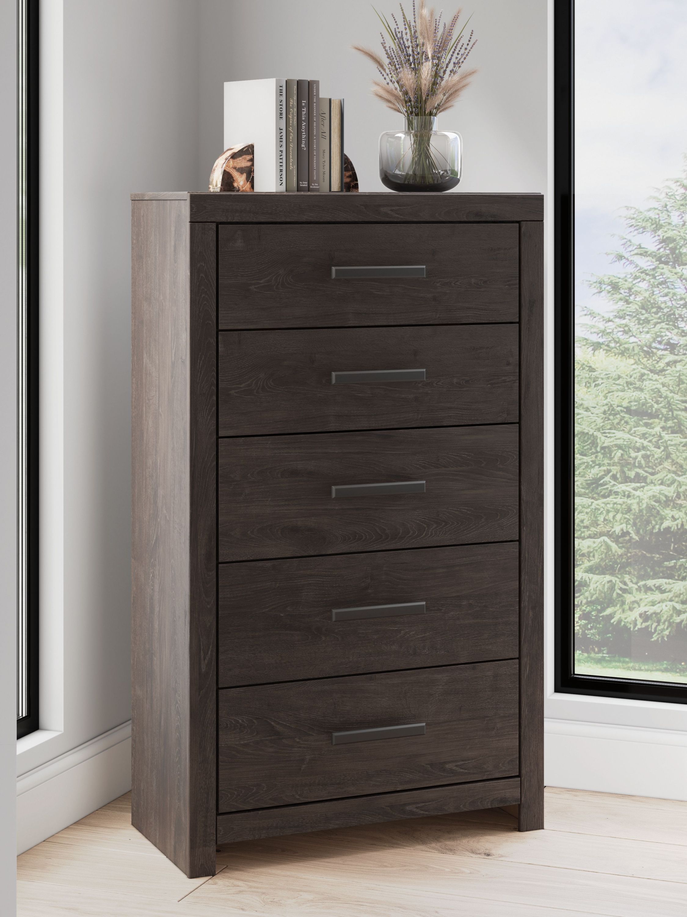 Prendonea - Five Drawer Chest - Charcoal - Image 2