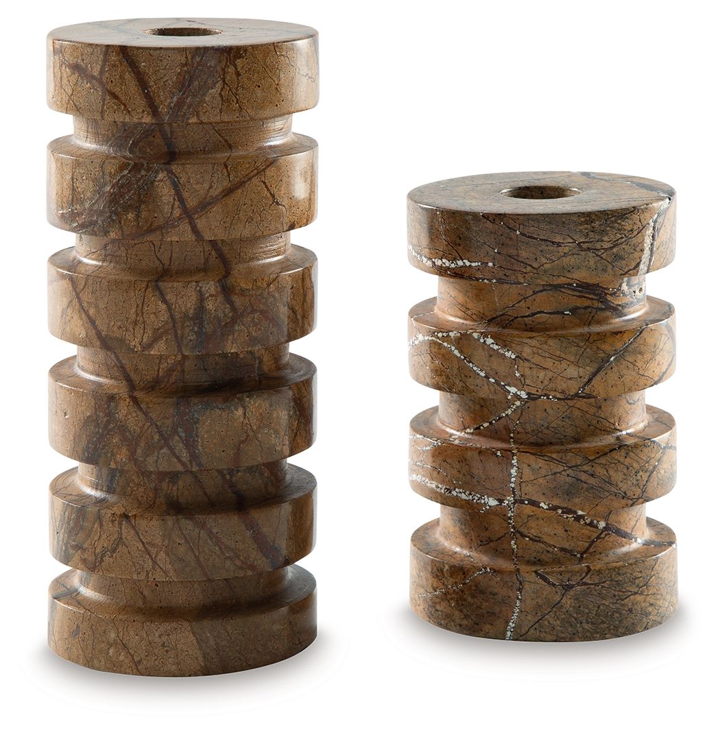 Emsleyfield – Candle Holder Set (Set of 2) – Tan