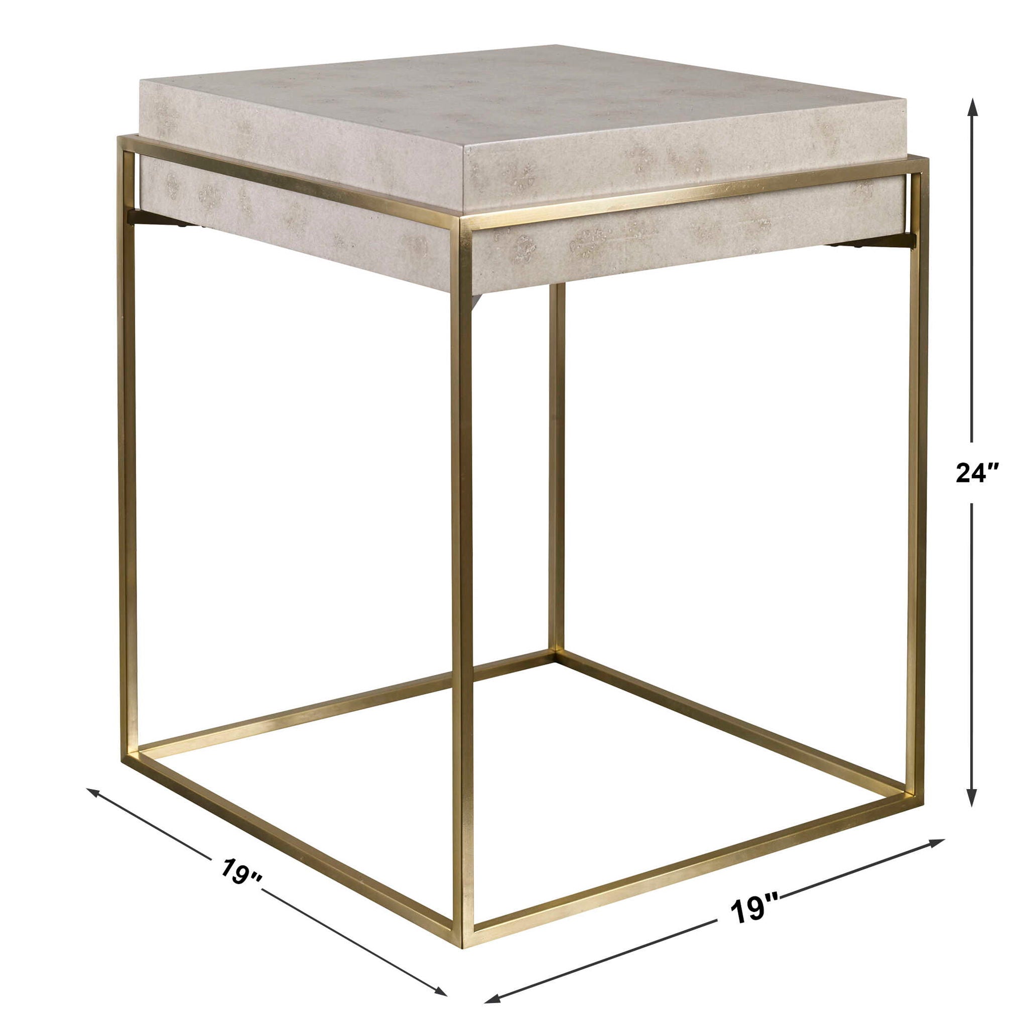 Inda - Modern Accent Table - Beige & Gold - Image 2
