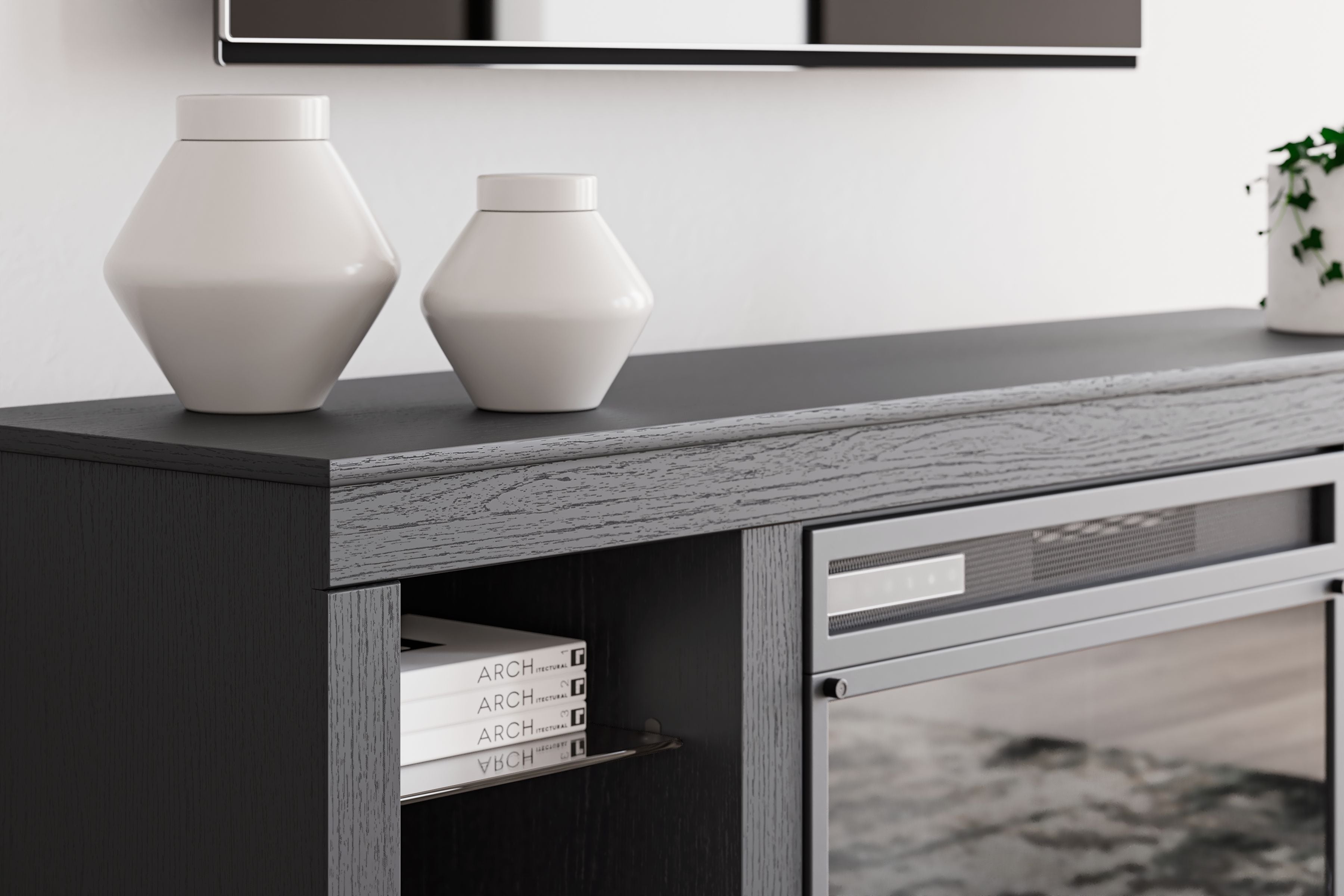 Cayberry - TV Stand With Fireplace - Black - Image 2