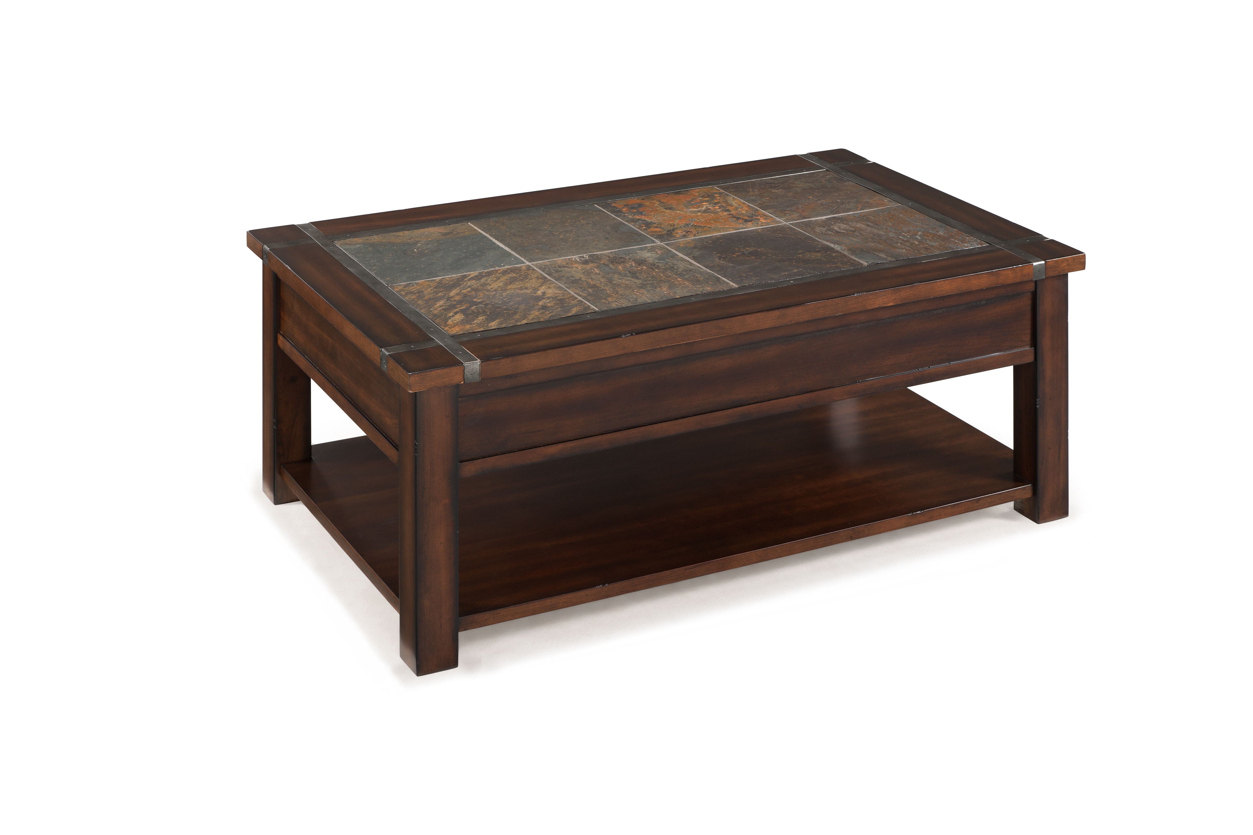 Roanoke – Rectangular Lift Top Cocktail Table (With Casters) – Cherry And Slate