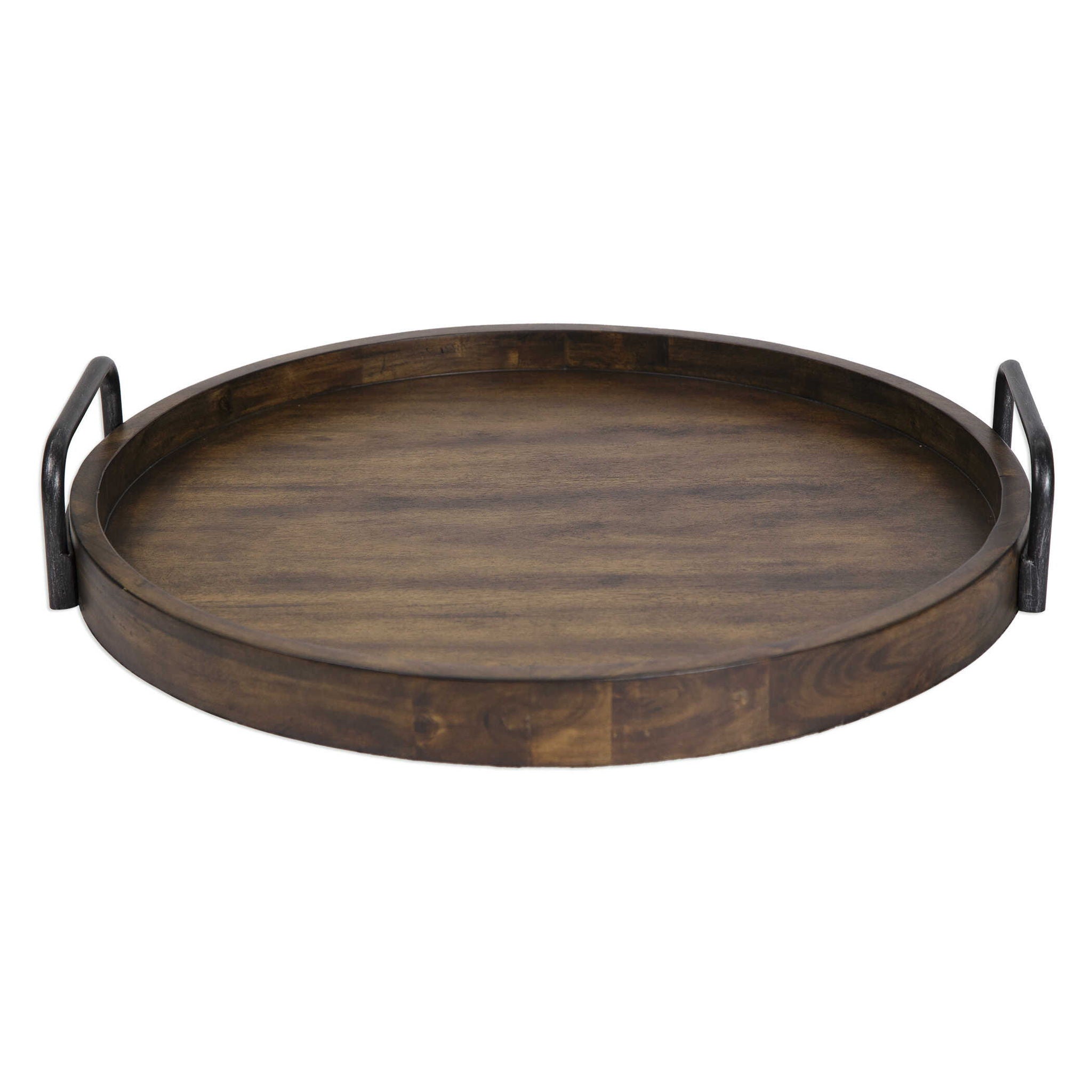 Reine – Round Wooden Tray – Dark Brown