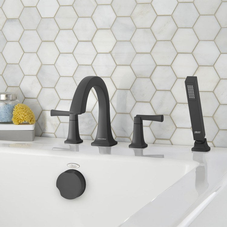 Townsend Two-Handle Roman Tub Faucet Trim with Handshower - Matte Black - Image 3