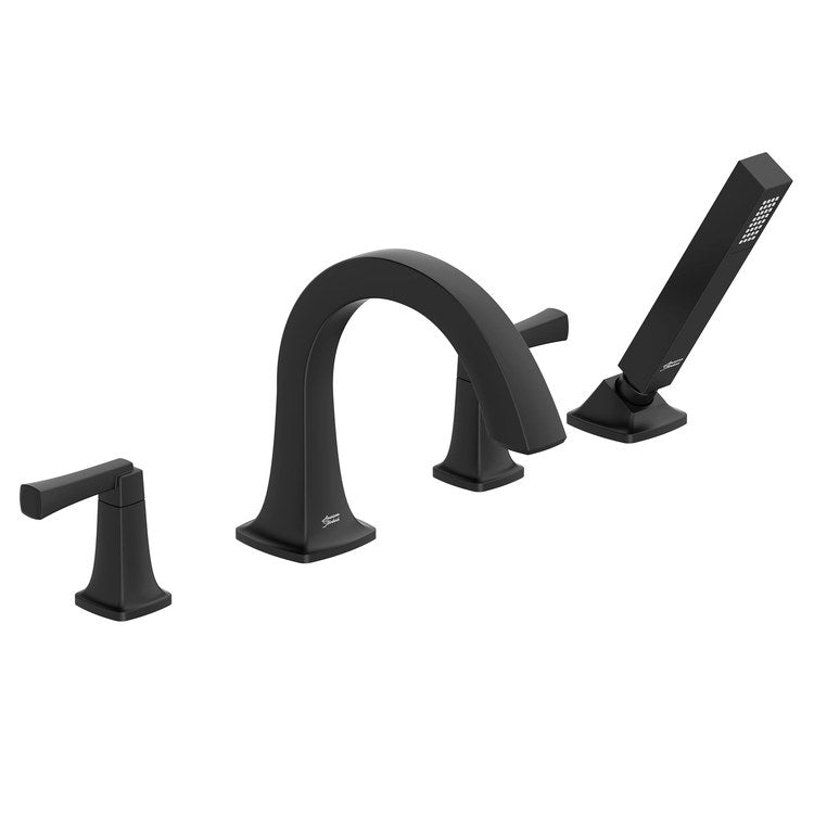 Townsend Two-Handle Roman Tub Faucet Trim with Handshower – Matte Black