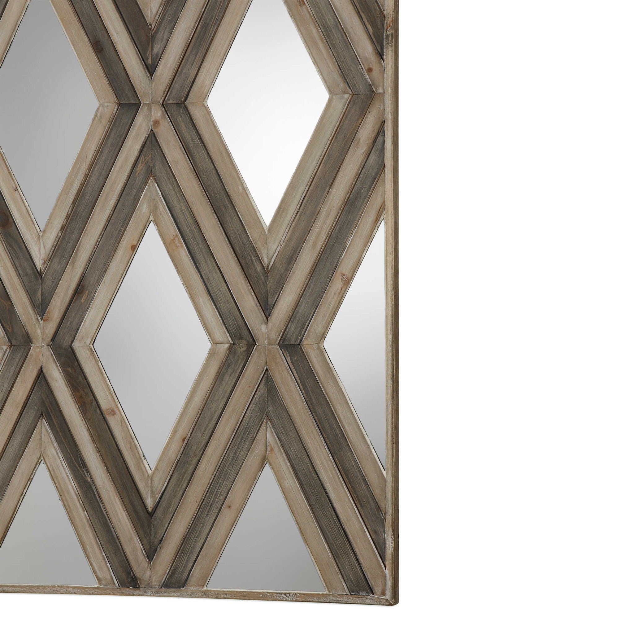 Tahira - Geometric Argyle Pattern Wall Mirror - Light Brown - Image 2
