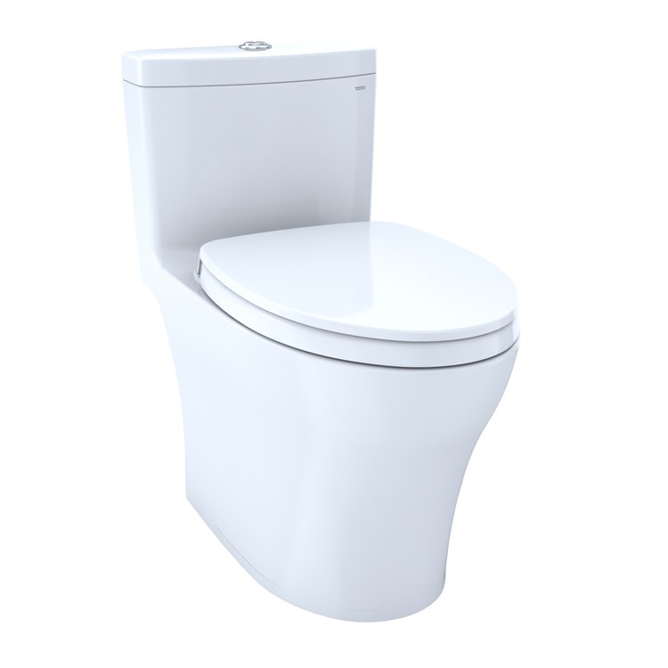 Toilet Aquia IV 1 Piece Universal Height Washlet Ready Cotton Elongated WaterSense 0.9/1.28 Gallons per Flush DynaMax Tornado Push Button Chrome Trip Lever SoftClose