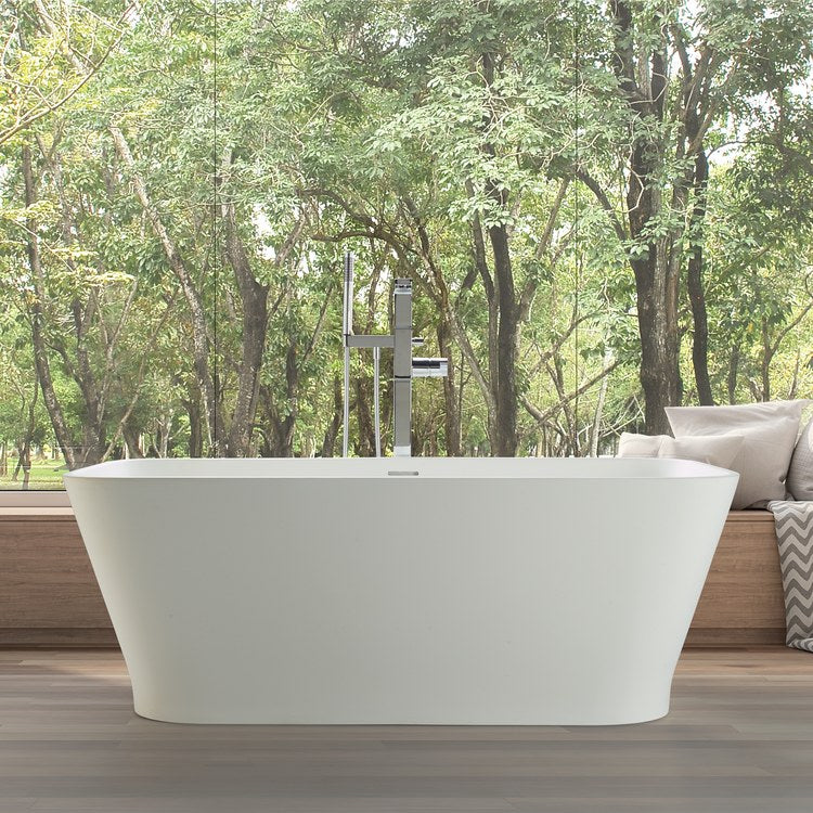 Soaking Tub Addison 5 58 x 30 Inch Freestanding/Undermount Center White Matte Sculpturestone