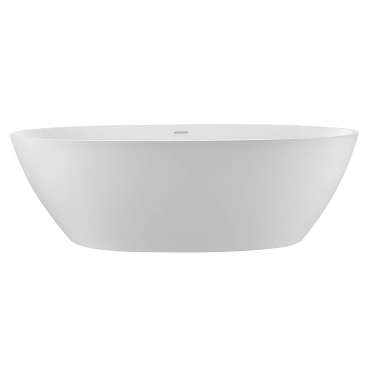 Soaking Tub Alissa 62 x 32 Inch Freestanding/Undermount Center White Matte Sculpturestone 74 Gallons 20-1/2 Inch