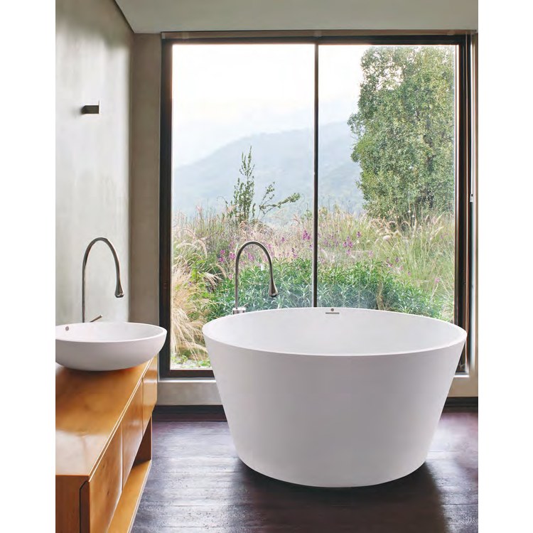 Soaking Tub Halo 52 x 52 Inch Freestanding/Undermount Center White Matte Sculpturestone 121 Gallons 25 Inch - Image 2