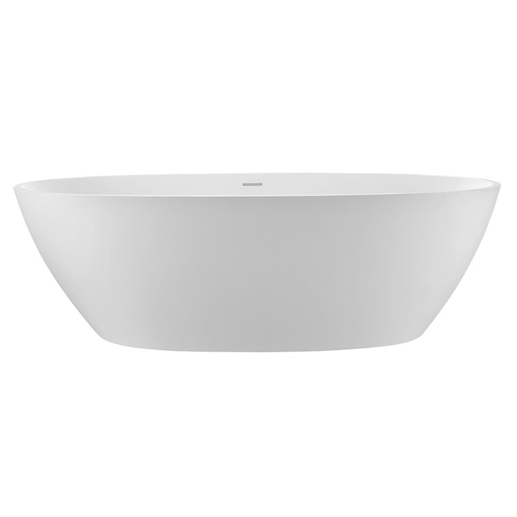 Soaking Tub Alissa 70.5 x 37 Inch Freestanding/Undermount Center White Matte Sculpturestone 102 Gallons 22-1/2 Inch