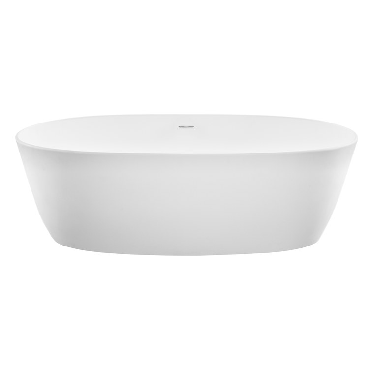 Soaking Tub Elena 65 x 32 Inch Freestanding Rolled Rim Center White Matte Sculpturestone 102 Gallons 21-1/2 Inch - Image 2