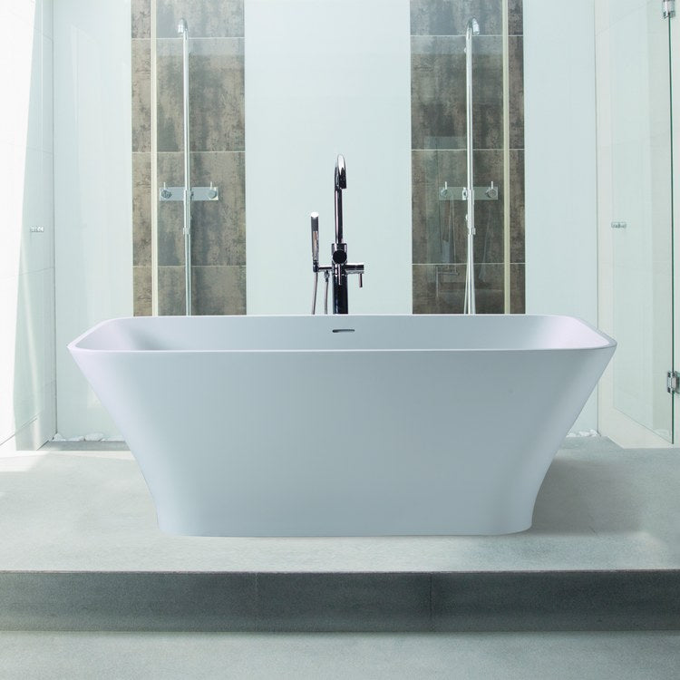 Soaking Tub Addison 4 65.75 x 35.375 Inch Freestanding/Undermount Center White Matte Sculpturestone