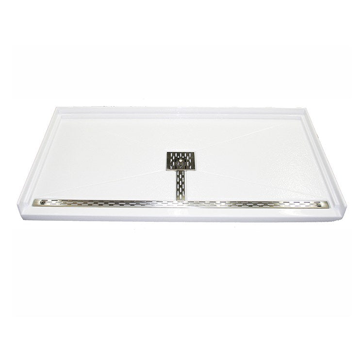 Designer Collection 60" x 42" Acrylic Shower Base with Barrier-Free Threshold - White - Image 1