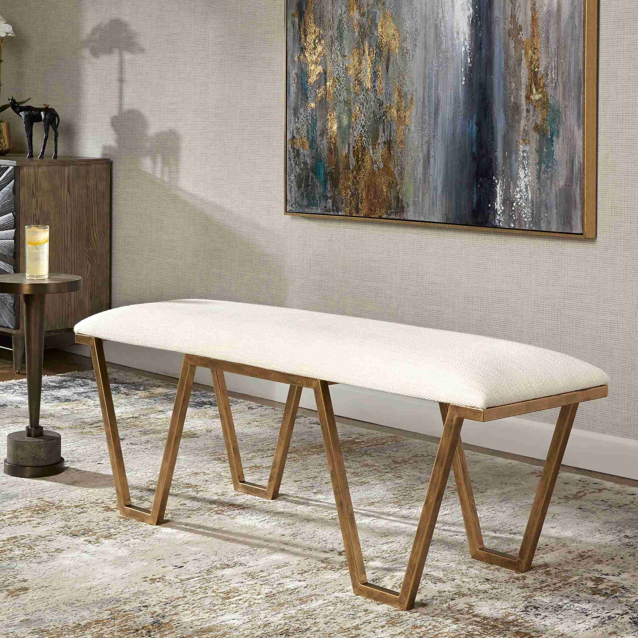 Farrah - Geometric Bench - White - Image 2