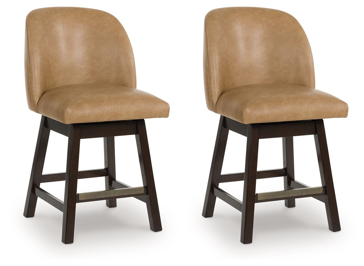 Neymorton – Upholstered Swivel Faux Leather Barstool (Set of 2) – Dark Grayish Brown